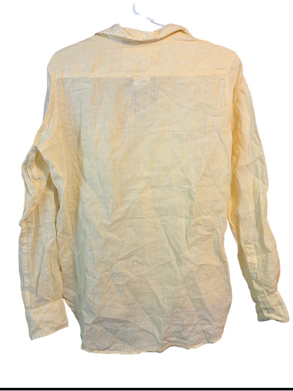 Frank & Eileen Eileen Yellow Stripe Italian Linen Button Front Shirt Coastal XS - Picture 3 of 6